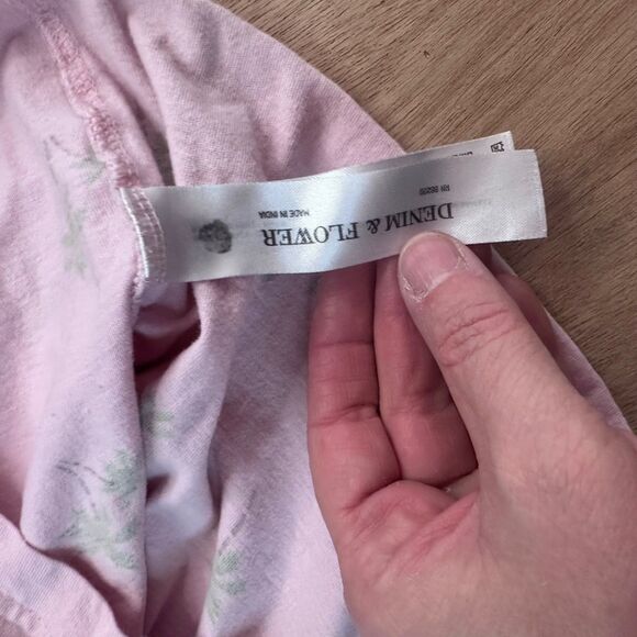 Denim & Flower Men’s Palm Tree Graphic T-Shirt Pink One Horizon Tee Size M - Picture 4 of 5